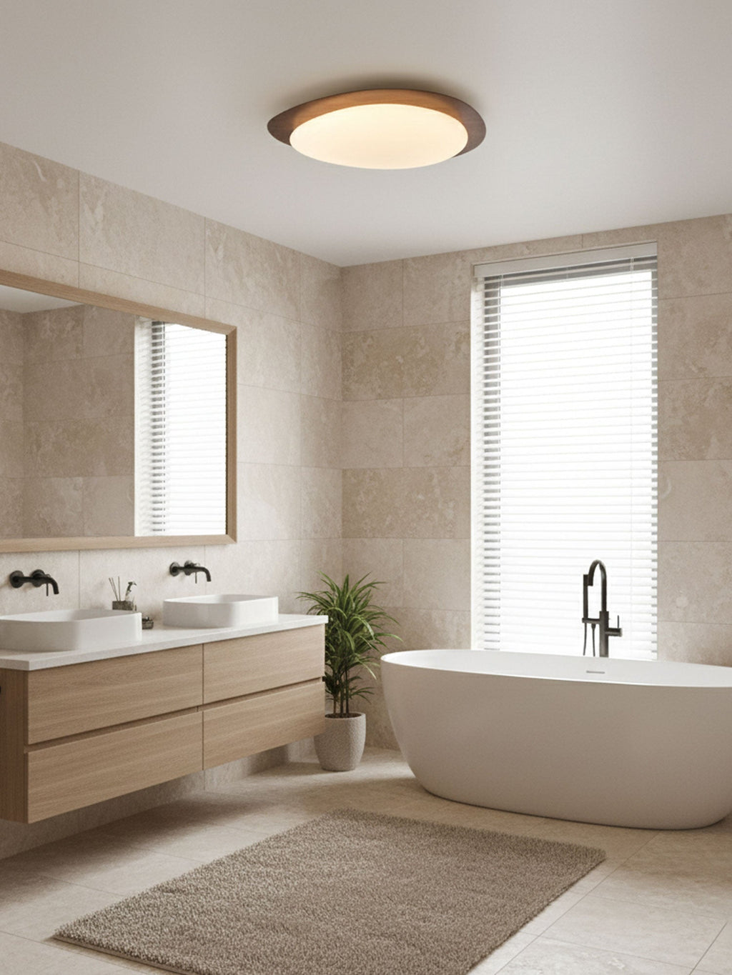 Pebble Ceiling Light | Dimmable, Walnut Wood Grain Design for Indoor Home Decor