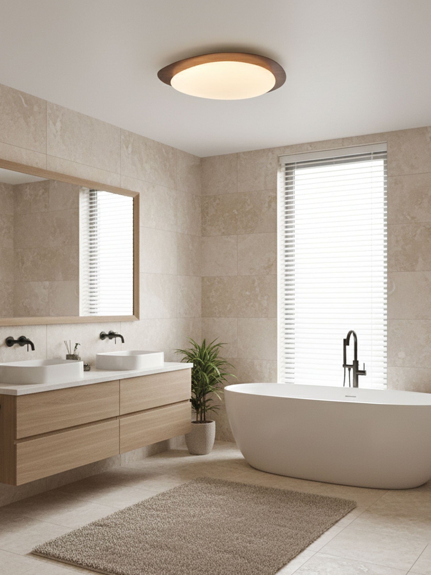 Pebble Ceiling Light | Dimmable, Walnut Wood Grain Design for Indoor Home Decor