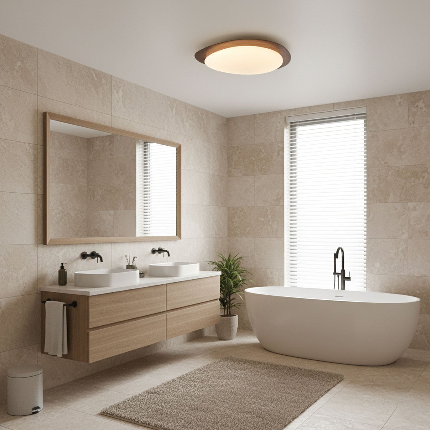 Pebble Ceiling Light | Dimmable, Walnut Wood Grain Design for Indoor Home Decor