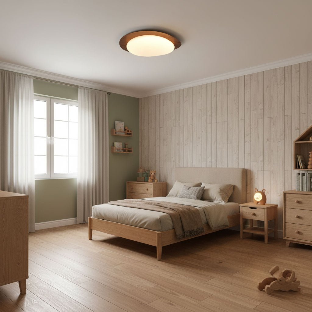 Pebble Ceiling Light | Dimmable, Walnut Wood Grain Design for Indoor Home Decor