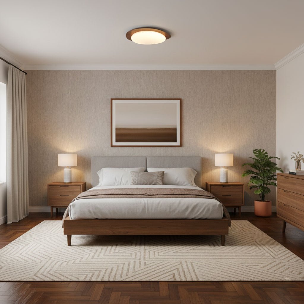 Pebble Ceiling Light | Dimmable, Walnut Wood Grain Design for Indoor Home Decor