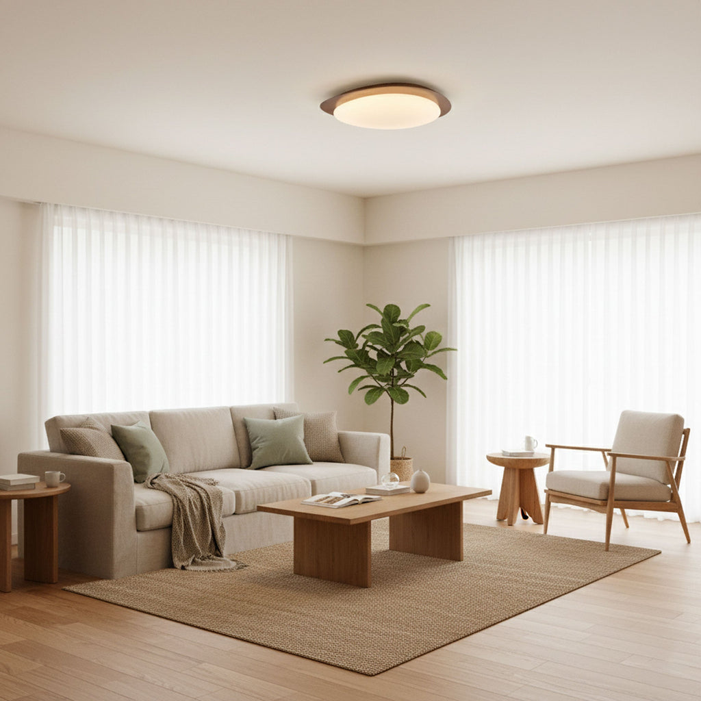 Pebble Ceiling Light | Dimmable, Walnut Wood Grain Design for Indoor Home Decor