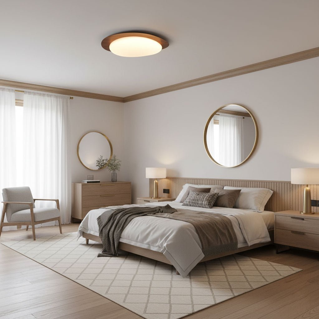 Pebble Ceiling Light | Dimmable, Walnut Wood Grain Design for Indoor Home Decor