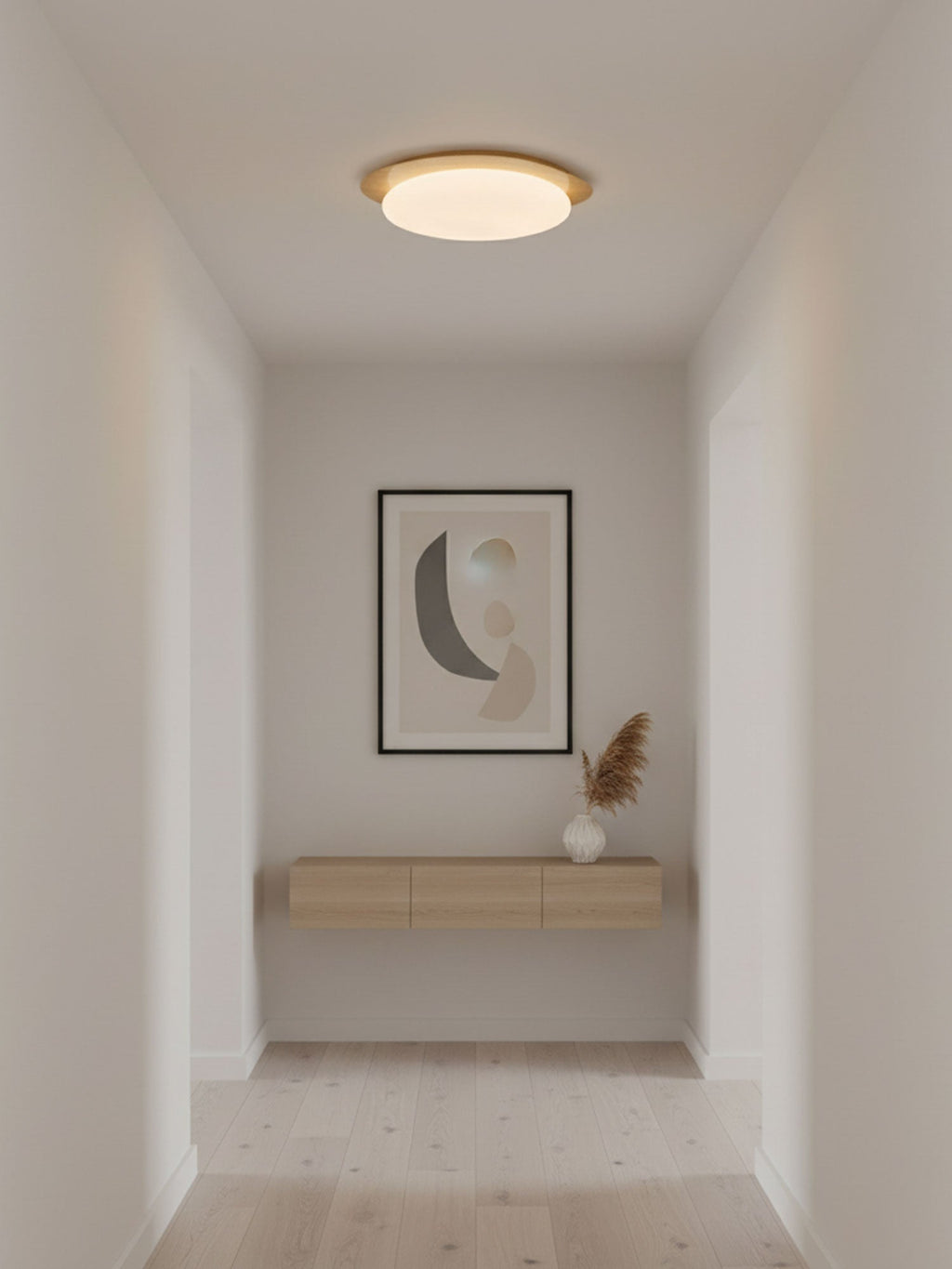 Pebble Ceiling Light | Dimmable, Walnut Wood Grain Design for Indoor Home Decor