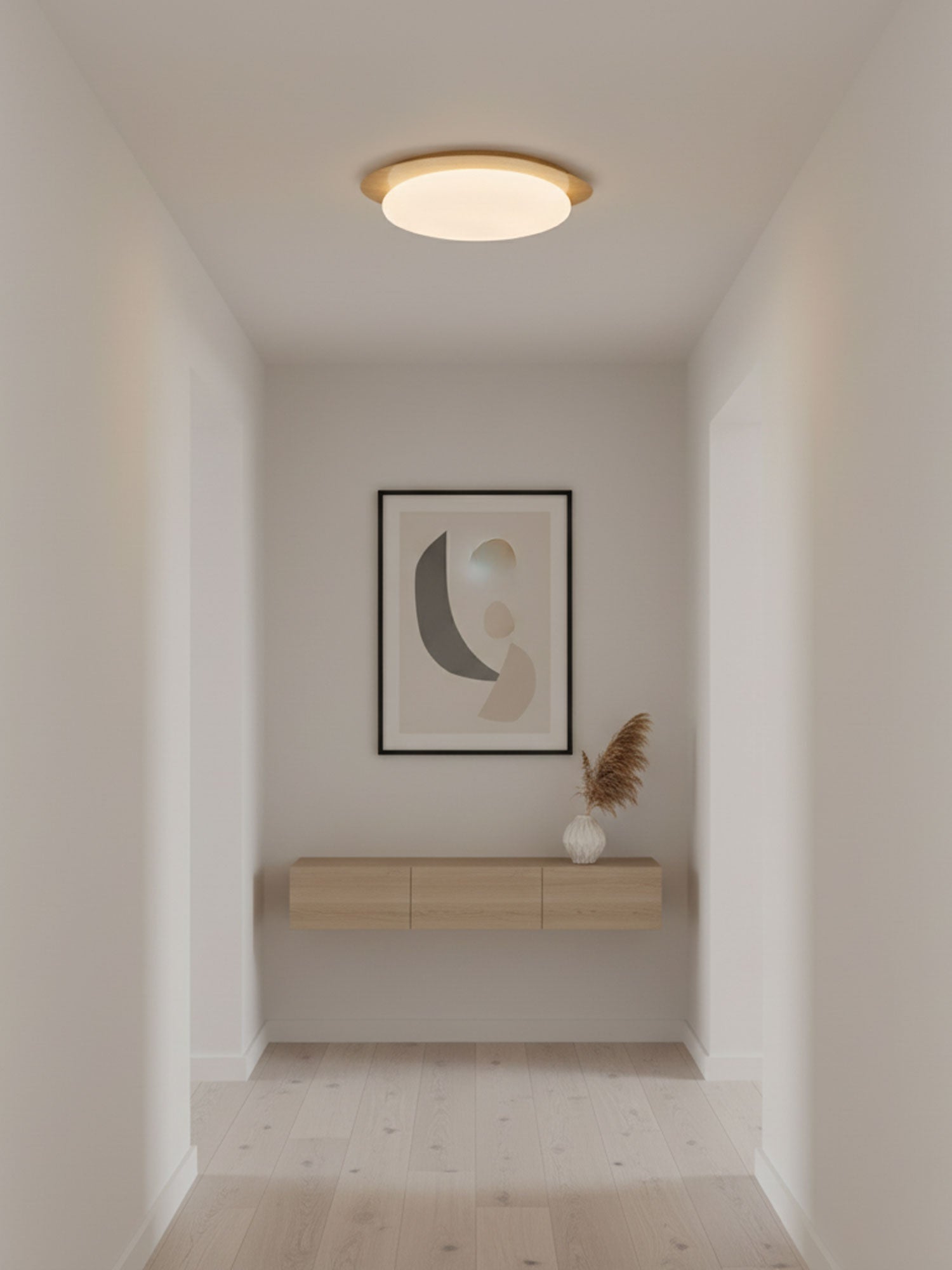 Pebble Ceiling Light | Dimmable, Walnut Wood Grain Design for Indoor Home Decor