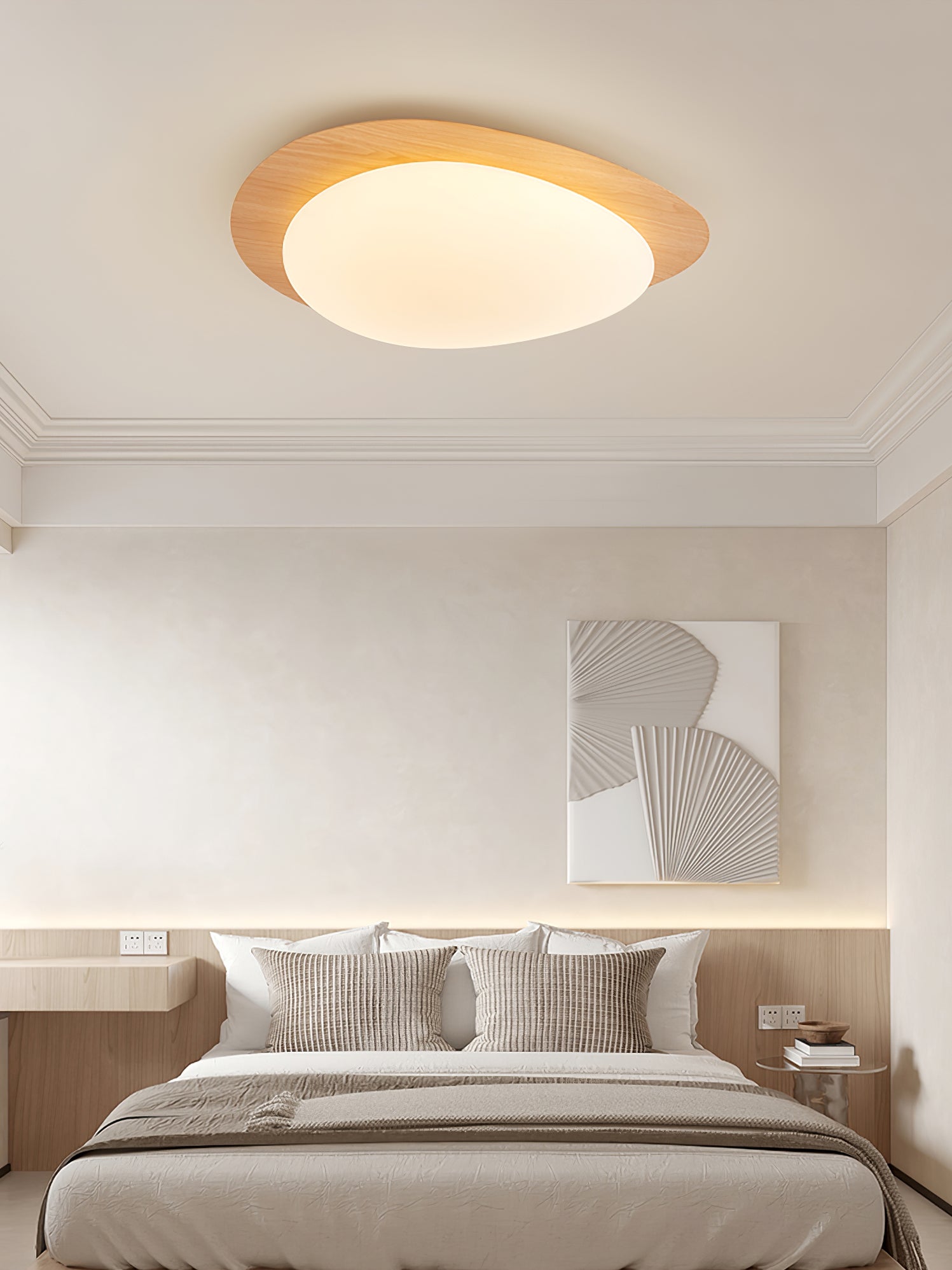 Pebble Ceiling Light | Dimmable, Walnut Wood Grain Design for Indoor Home Decor