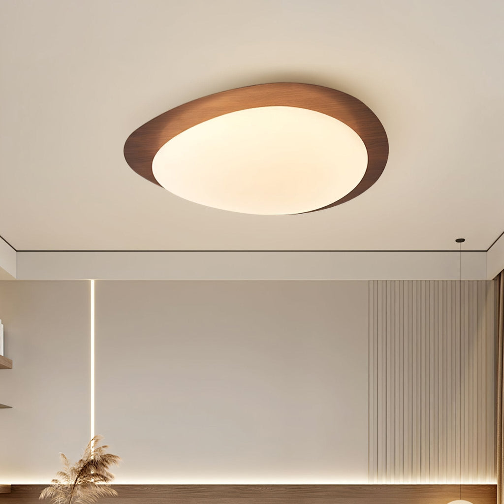 Pebble Ceiling Light | Dimmable, Walnut Wood Grain Design for Indoor Home Decor