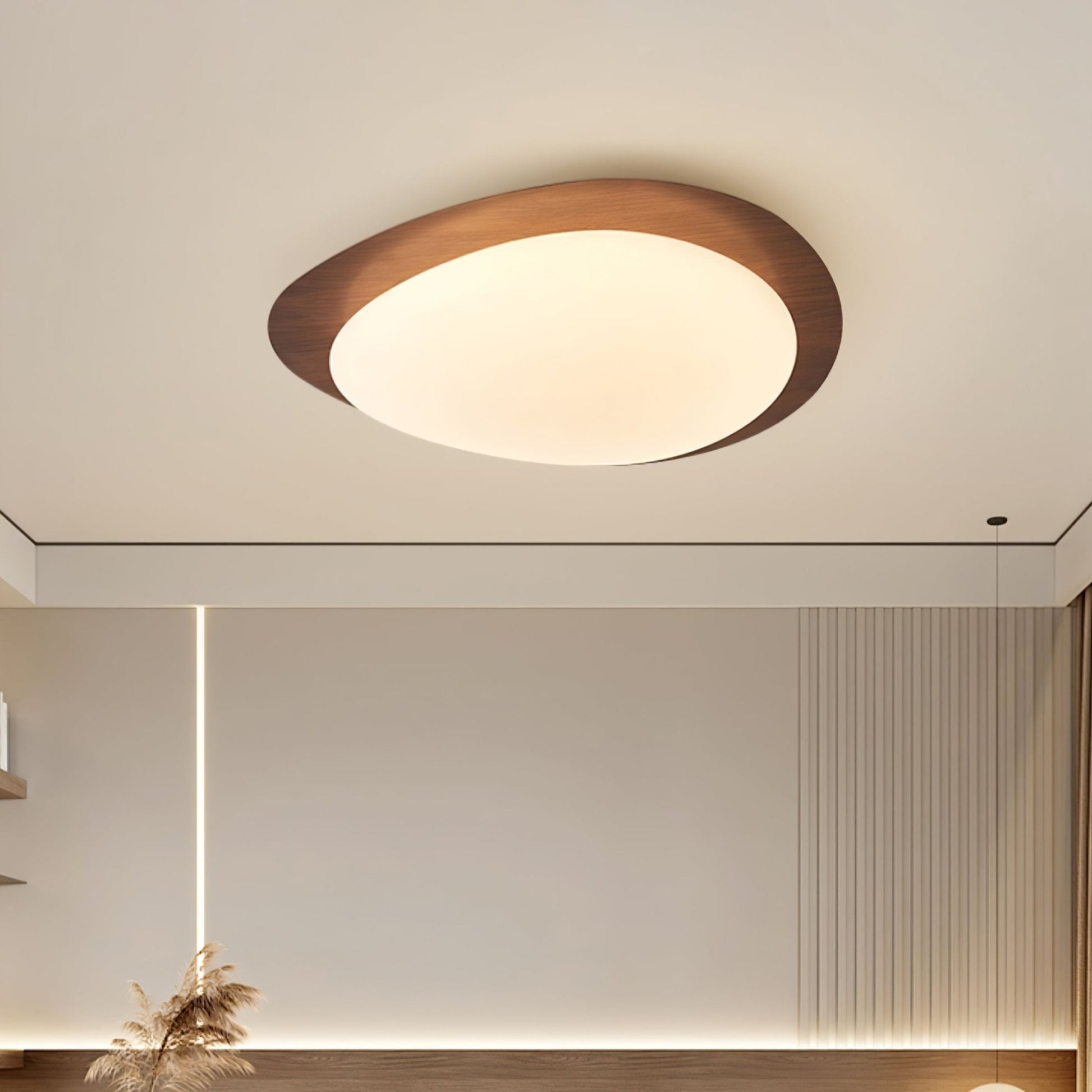 Pebble Ceiling Light | Dimmable, Walnut Wood Grain Design for Indoor Home Decor