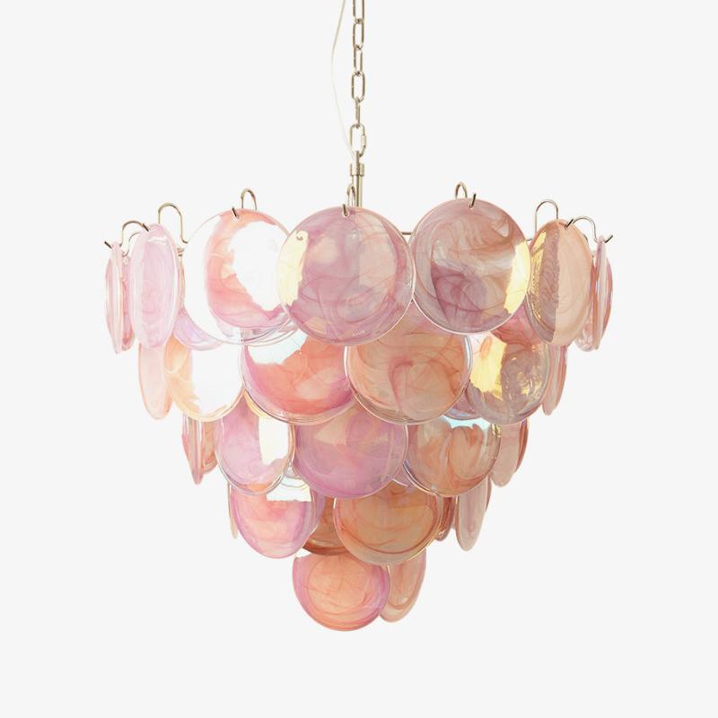 Murano Glass Disc Chandelier - Modern Pendant Light Fixture for Dining Room & Living Room Decor