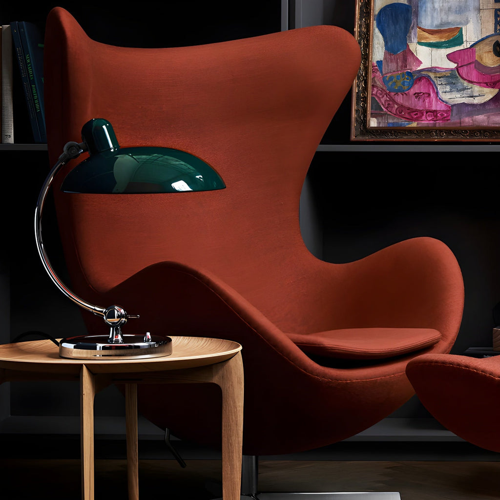 Retro Curve Desk Lamp | Frosted Glass Shade, Metal Stem & Ideal for Indoor Use