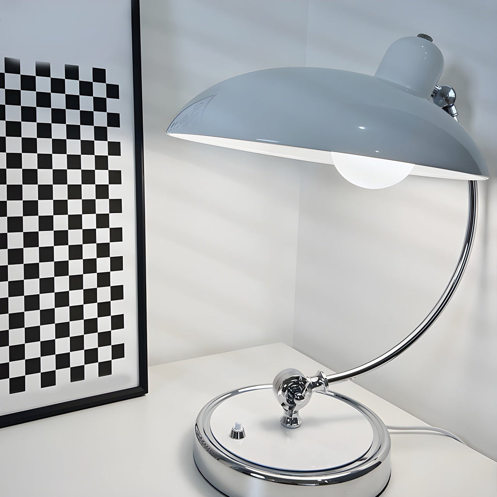 Retro Curve Desk Lamp | Frosted Glass Shade, Metal Stem & Ideal for Indoor Use