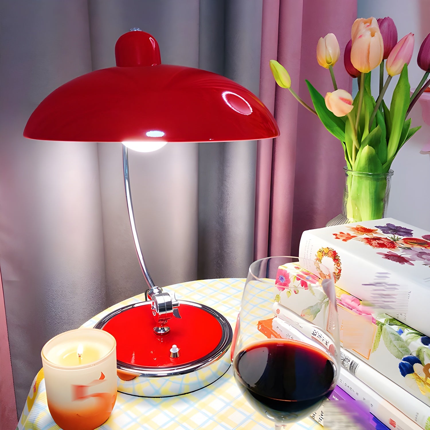 Retro Curve Desk Lamp | Frosted Glass Shade, Metal Stem & Ideal for Indoor Use