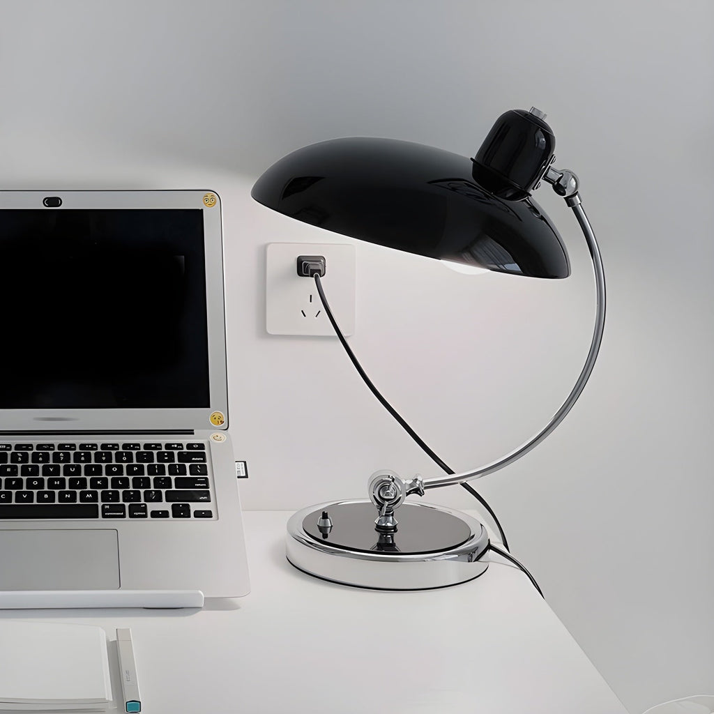 Retro Curve Desk Lamp | Frosted Glass Shade, Metal Stem & Ideal for Indoor Use