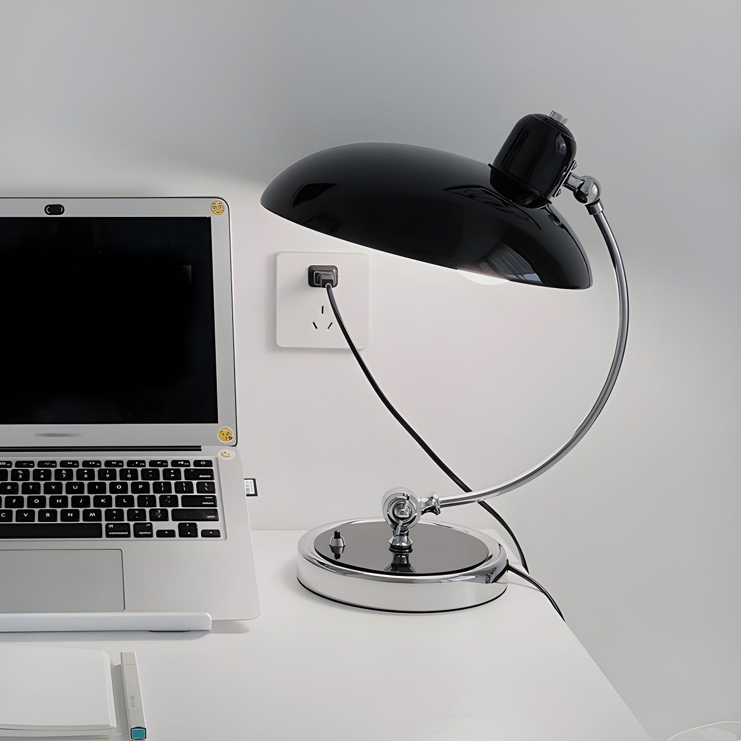 Retro Curve Desk Lamp | Frosted Glass Shade, Metal Stem & Ideal for Indoor Use