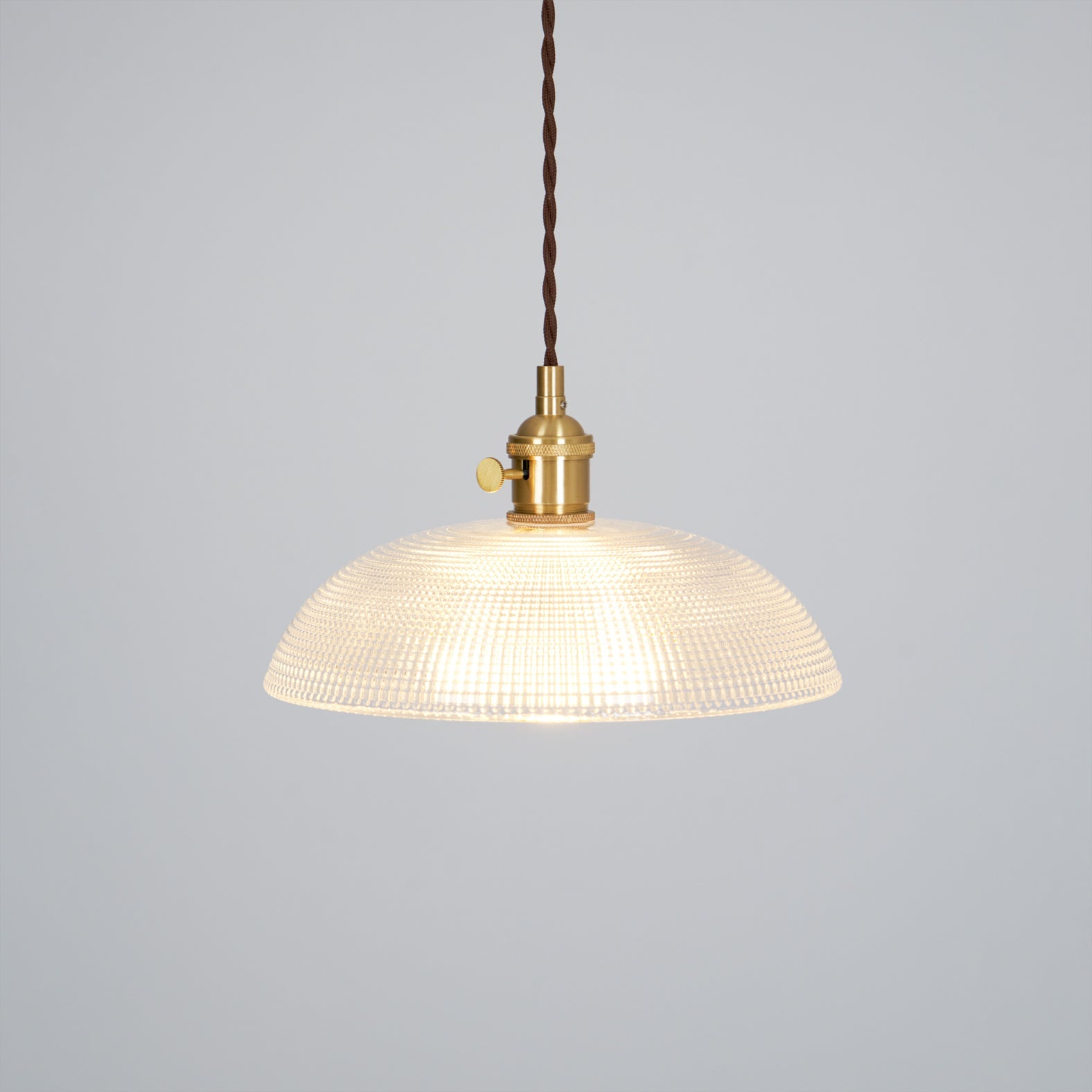 Ribbed Glass Ceiling Pendant Light | Polished Brass, Indoor Use & Ideal for Living Room or Dining Area