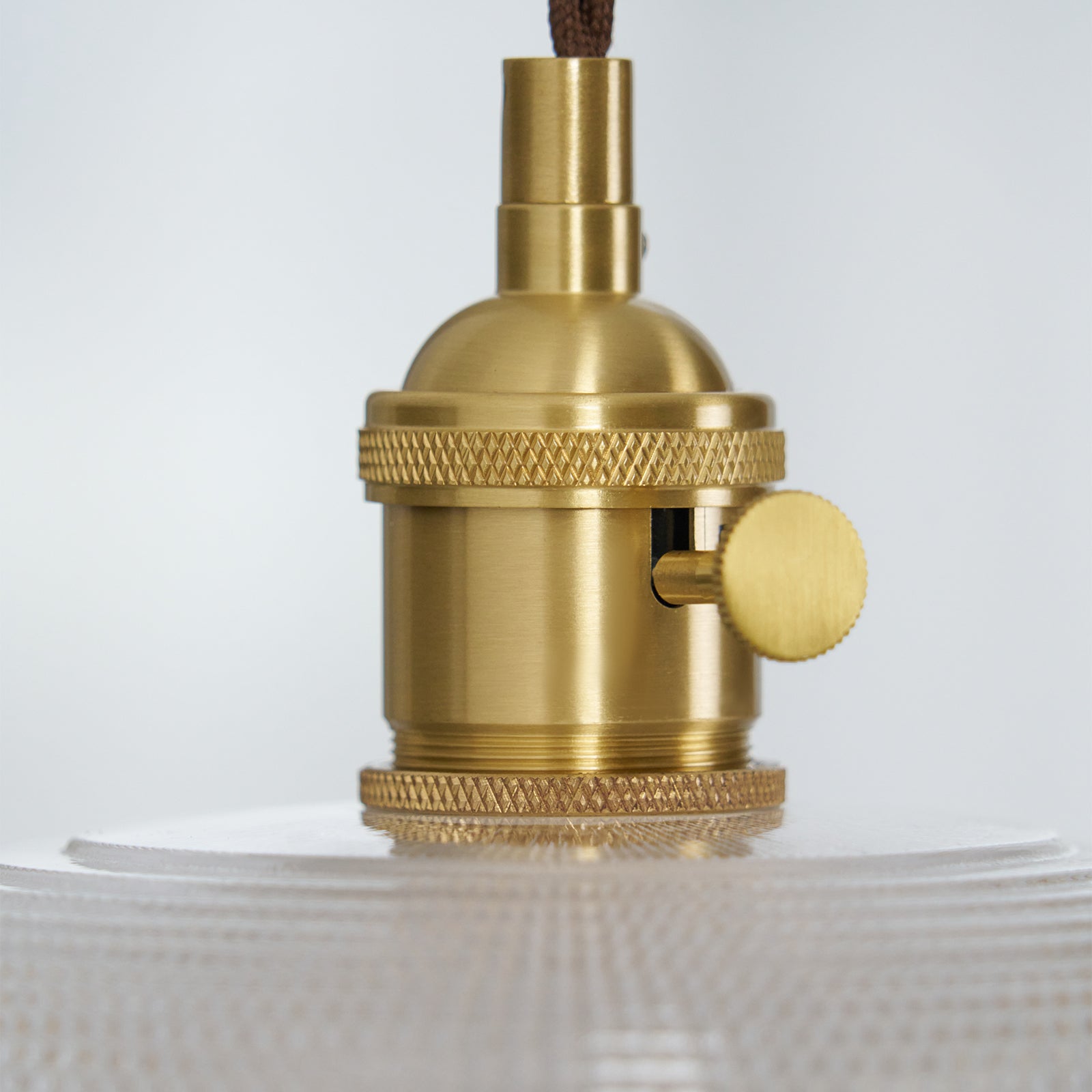 Ribbed Glass Ceiling Pendant Light | Polished Brass, Indoor Use & Ideal for Living Room or Dining Area