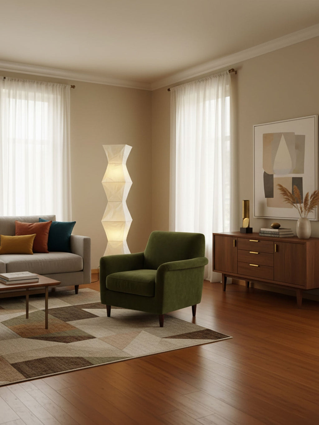 Rice Paper Floor Lamp | Mulberry Paper Shade, Metal Base & Ideal for Indoor Lighting