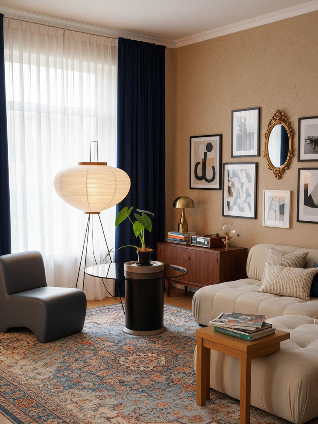 Rice Paper Floor Lamp | Mulberry Paper Shade, Metal Base & Ideal for Indoor Lighting