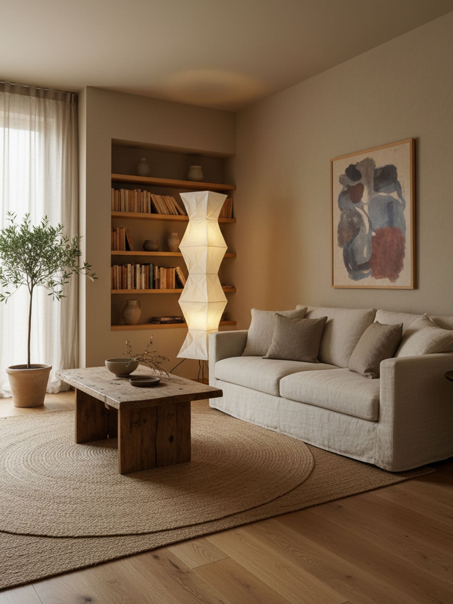 Rice Paper Floor Lamp | Mulberry Paper Shade, Metal Base & Ideal for Indoor Lighting