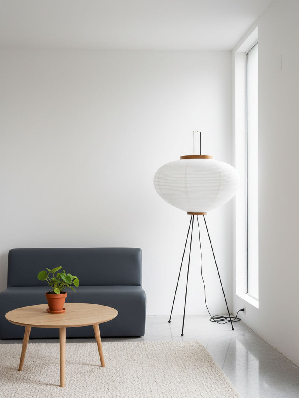 Rice Paper Floor Lamp | Mulberry Paper Shade, Metal Base & Ideal for Indoor Lighting