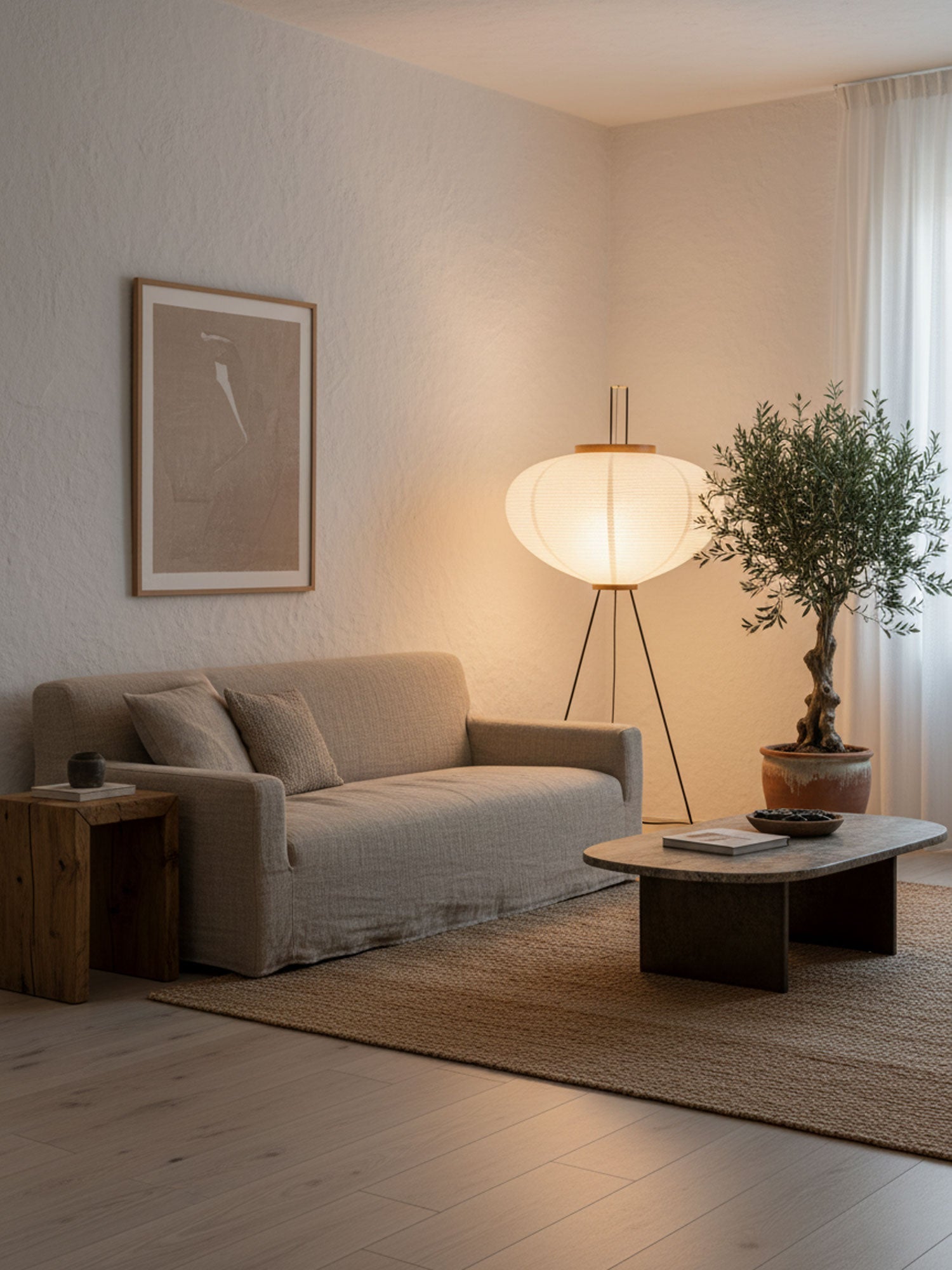 Rice Paper Floor Lamp | Mulberry Paper Shade, Metal Base & Ideal for Indoor Lighting