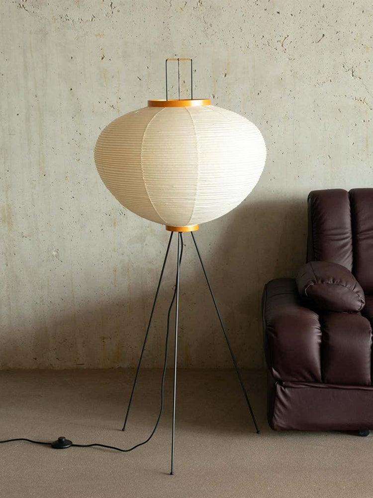 Rice Paper Floor Lamp | Mulberry Paper Shade, Metal Base & Ideal for Indoor Lighting