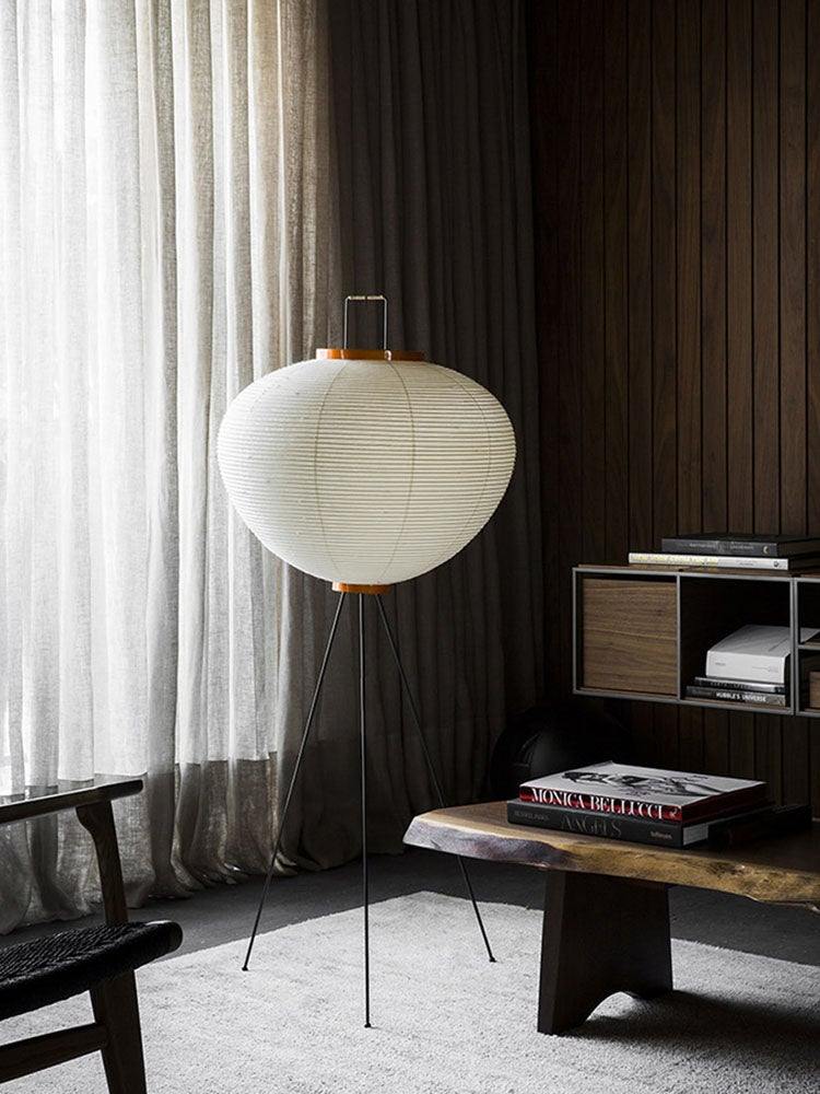 Rice Paper Floor Lamp | Mulberry Paper Shade, Metal Base & Ideal for Indoor Lighting