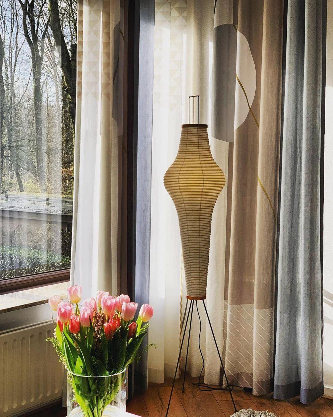 Rice Paper Floor Lamp | Mulberry Paper Shade, Metal Base & Ideal for Indoor Lighting