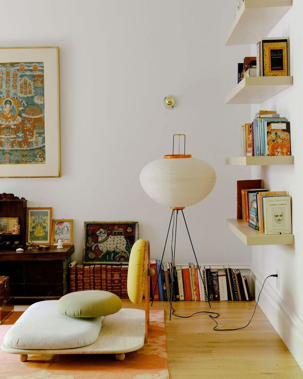 Rice Paper Floor Lamp | Mulberry Paper Shade, Metal Base & Ideal for Indoor Lighting