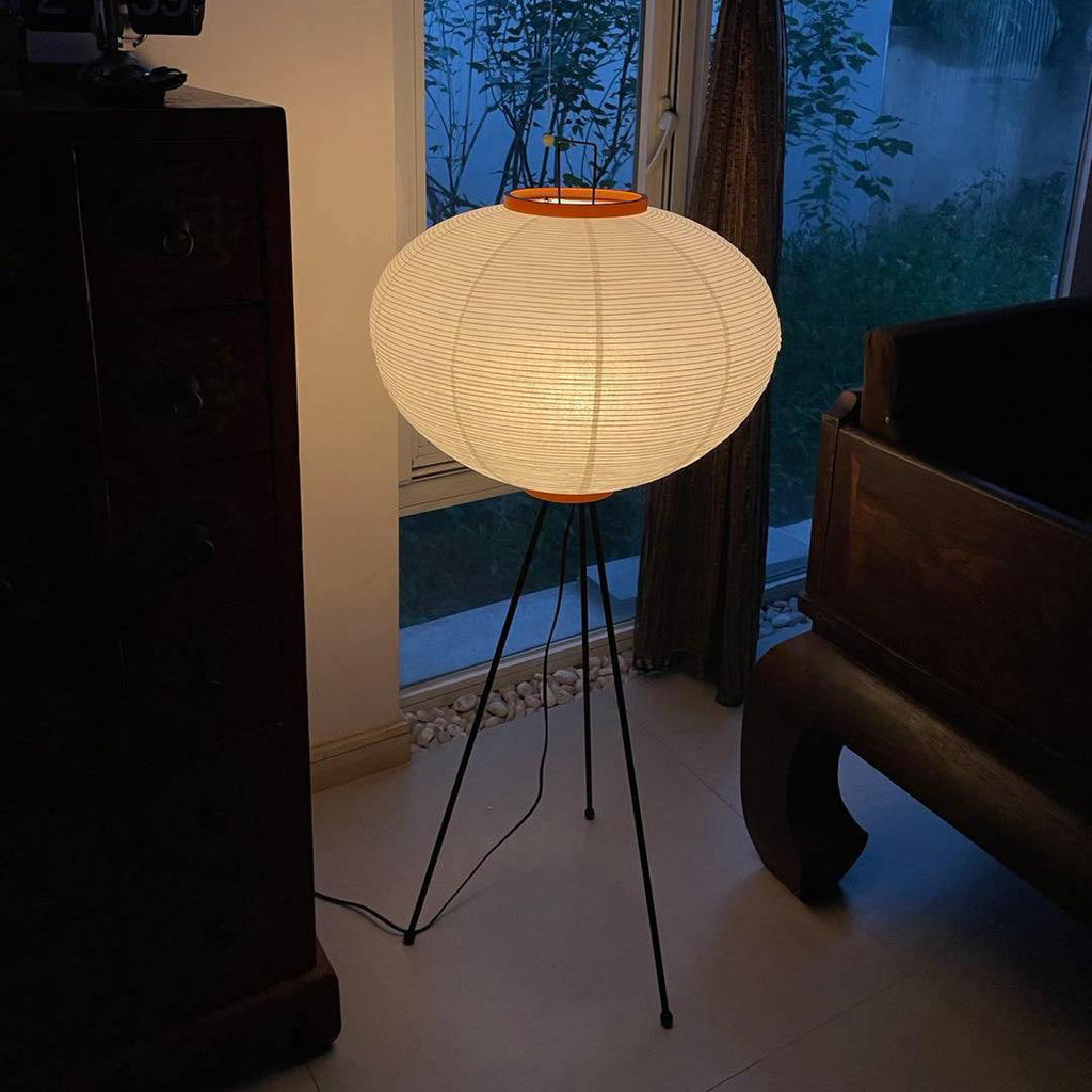 Rice Paper Floor Lamp | Mulberry Paper Shade, Metal Base & Ideal for Indoor Lighting