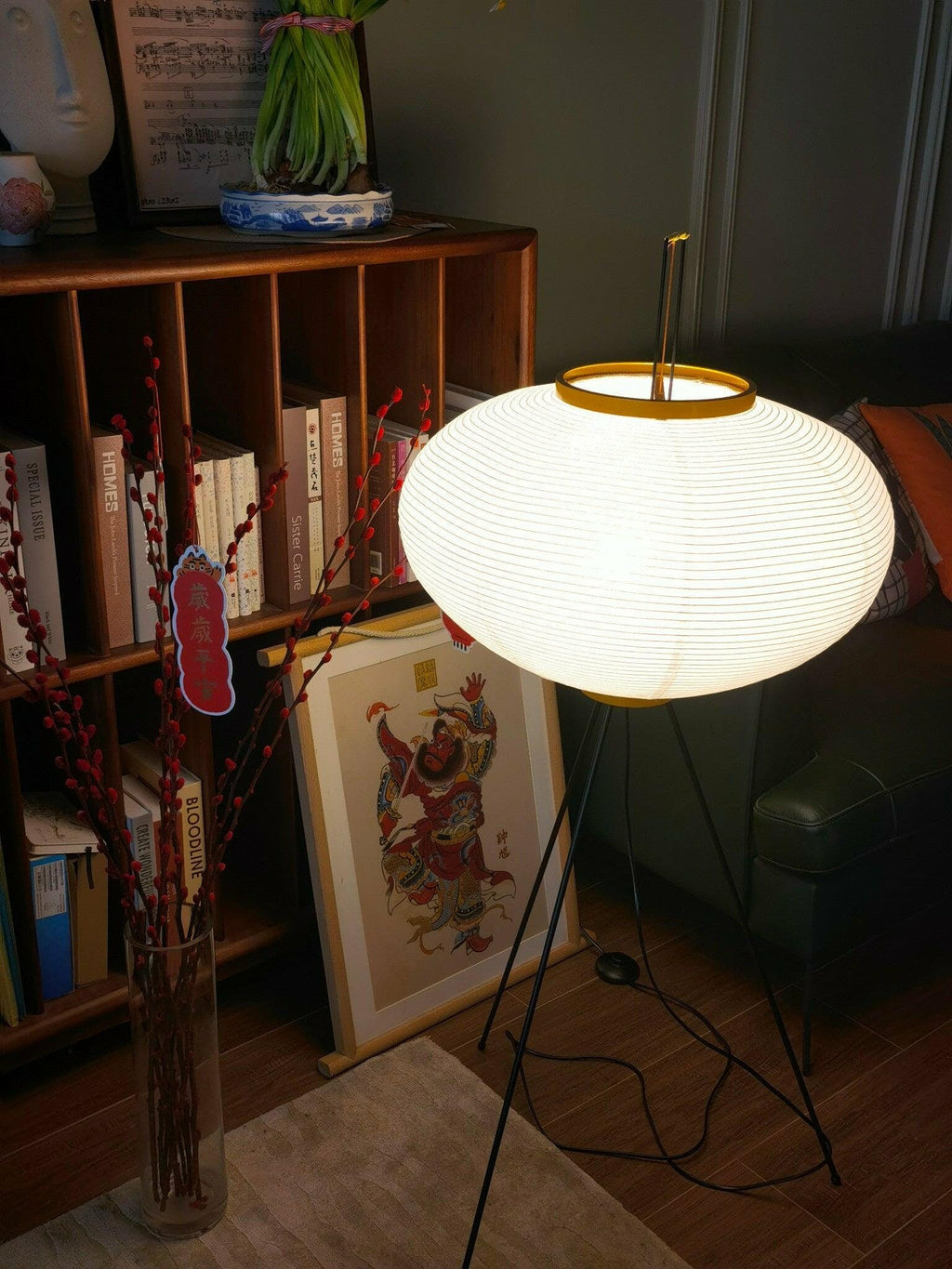 Rice Paper Floor Lamp | Mulberry Paper Shade, Metal Base & Ideal for Indoor Lighting