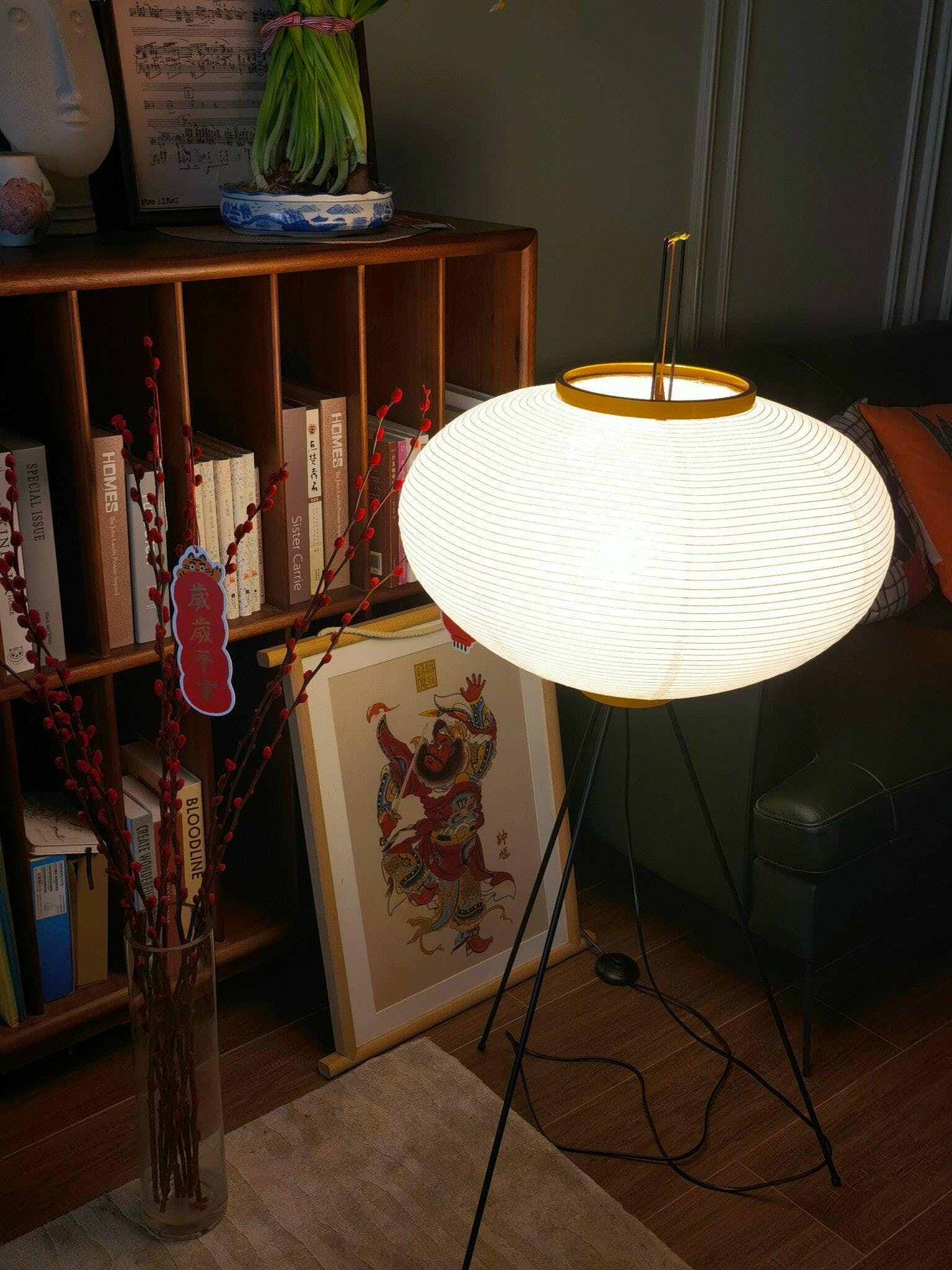 Rice Paper Floor Lamp | Mulberry Paper Shade, Metal Base & Ideal for Indoor Lighting