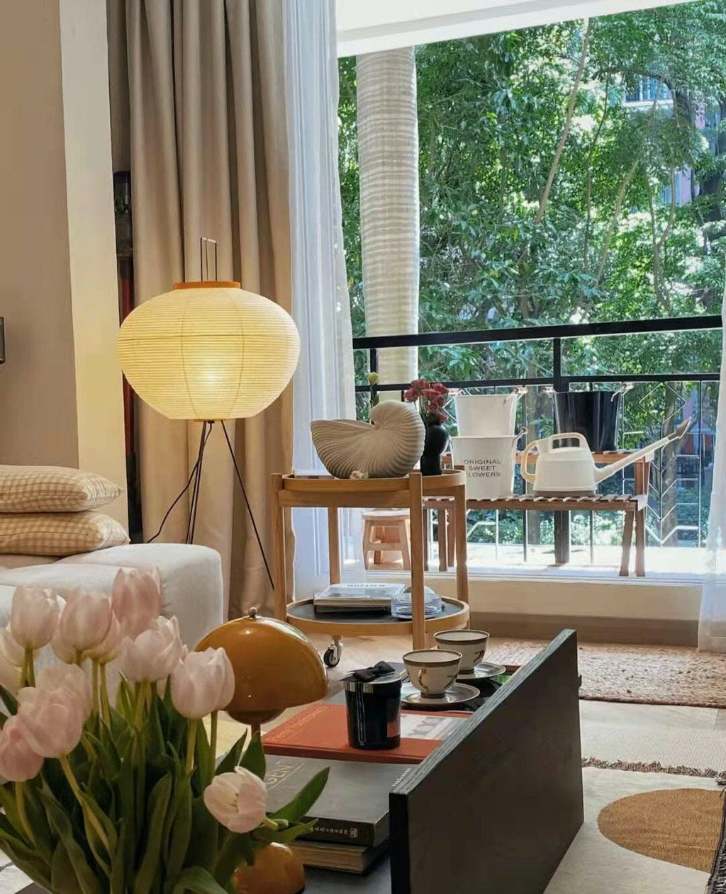 Rice Paper Floor Lamp | Mulberry Paper Shade, Metal Base & Ideal for Indoor Lighting