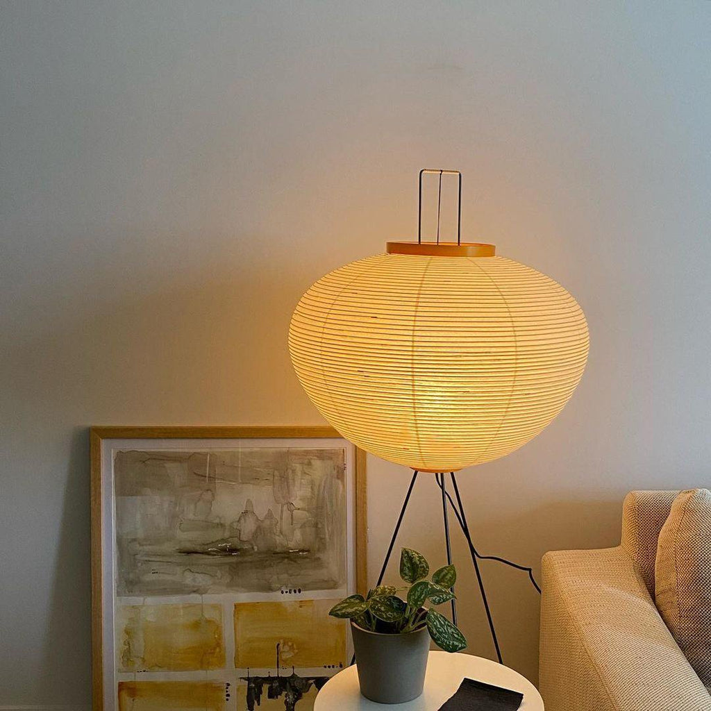 Rice Paper Floor Lamp | Mulberry Paper Shade, Metal Base & Ideal for Indoor Lighting