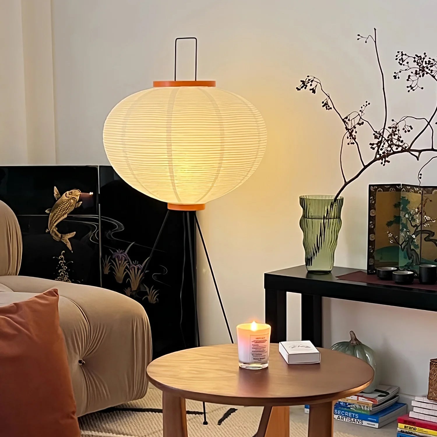 Rice Paper Floor Lamp | Mulberry Paper Shade, Metal Base & Ideal for Indoor Lighting