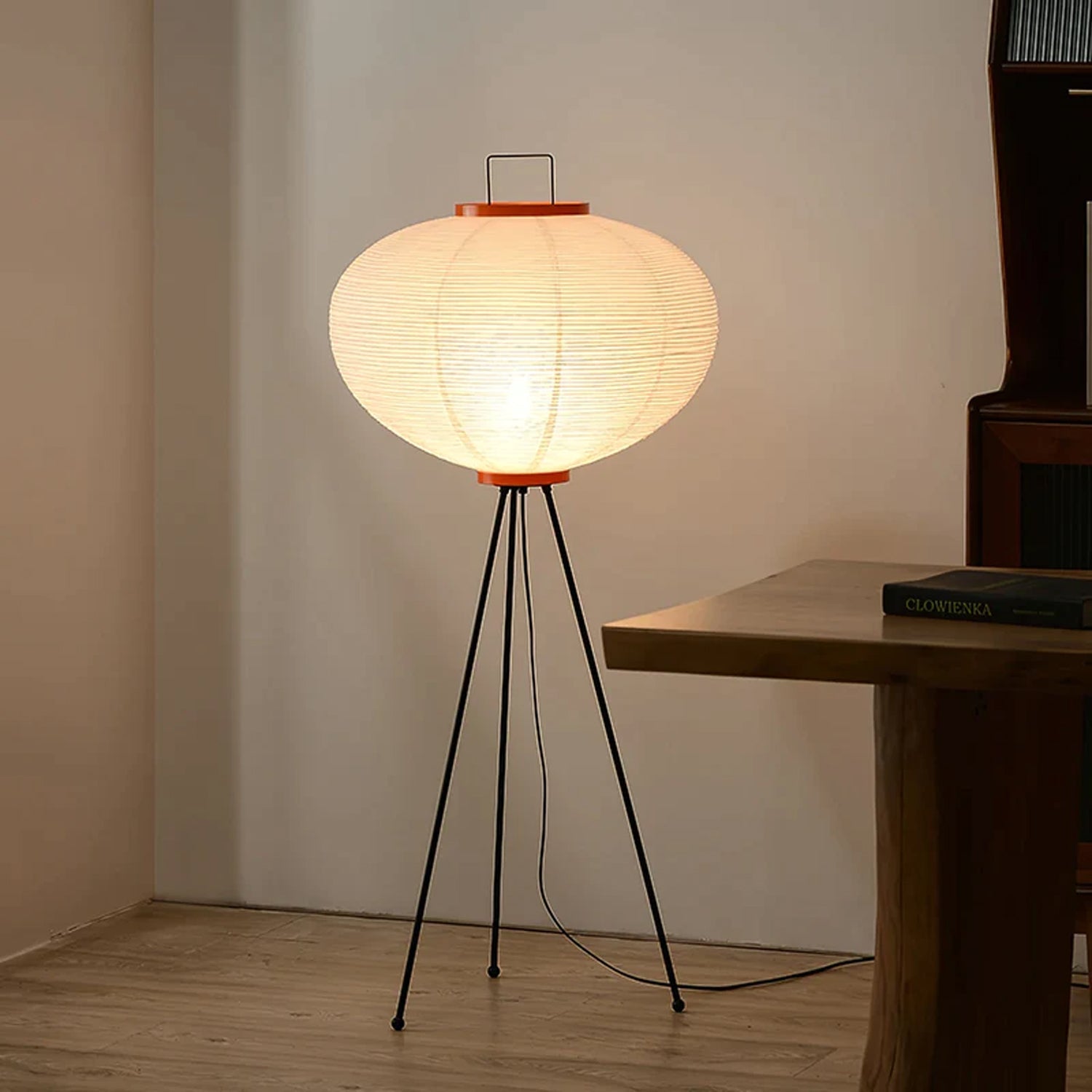 Rice Paper Floor Lamp | Mulberry Paper Shade, Metal Base & Ideal for Indoor Lighting