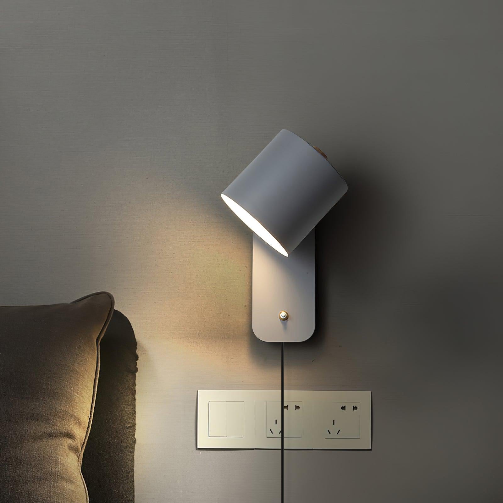 Rotatable Cylinder Plug-in Wall Lamp | 350-Degree Adjustable, Minimalist Design for Modern Indoor Spaces
