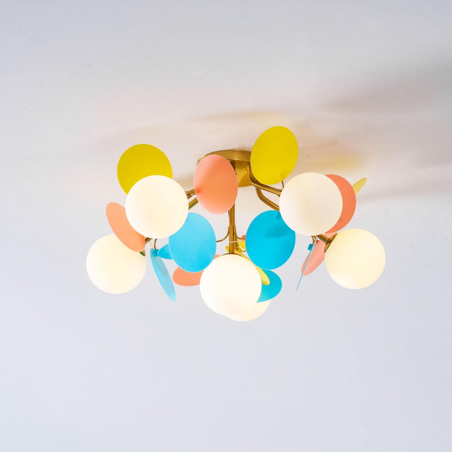 Round Macaron Ceiling Lamp | Colorful Metal & Glass Design for Children's Rooms, Offices & Indoor Spaces