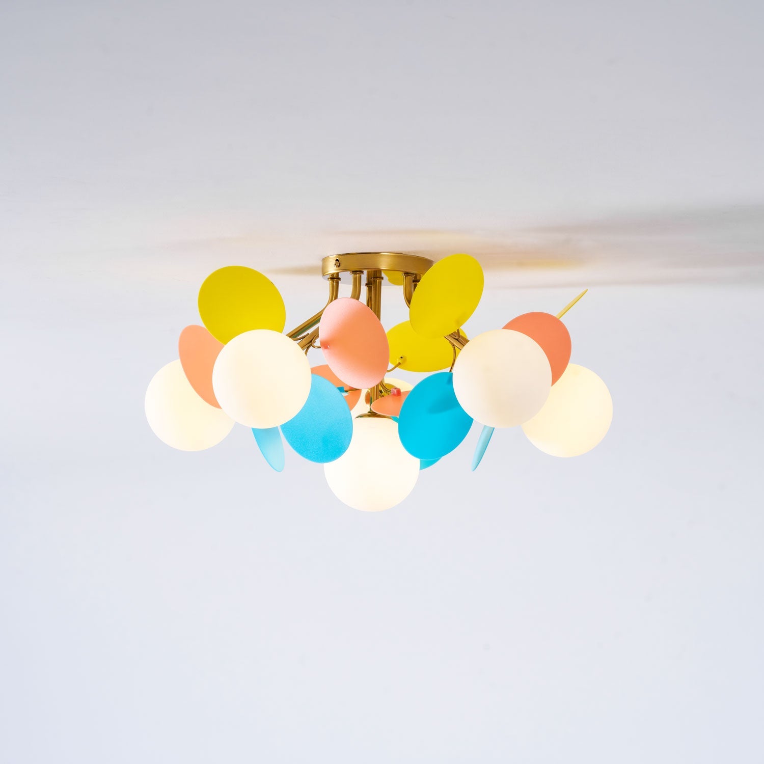 Round Macaron Ceiling Lamp | Colorful Metal & Glass Design for Children's Rooms, Offices & Indoor Spaces