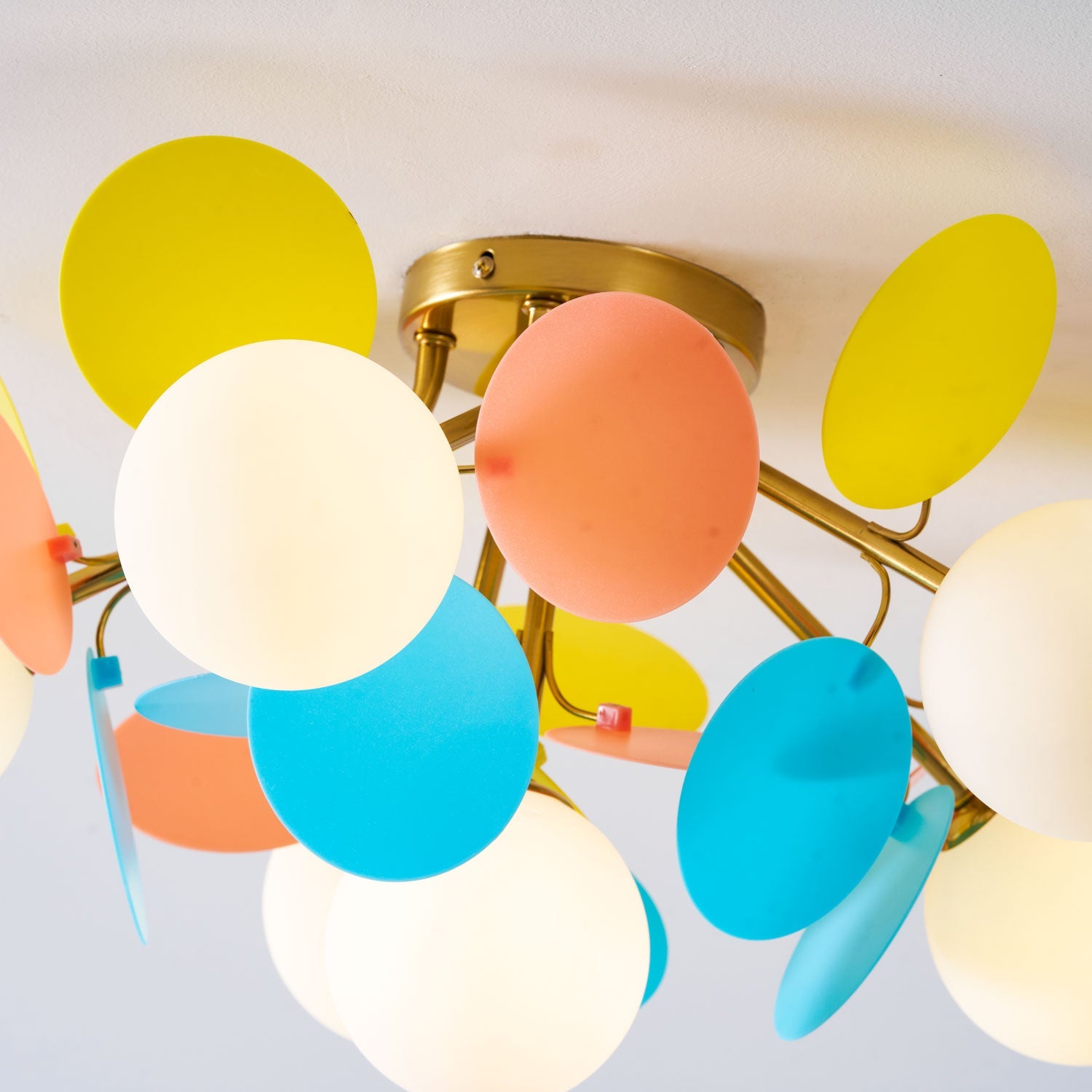 Round Macaron Ceiling Lamp | Colorful Metal & Glass Design for Children's Rooms, Offices & Indoor Spaces