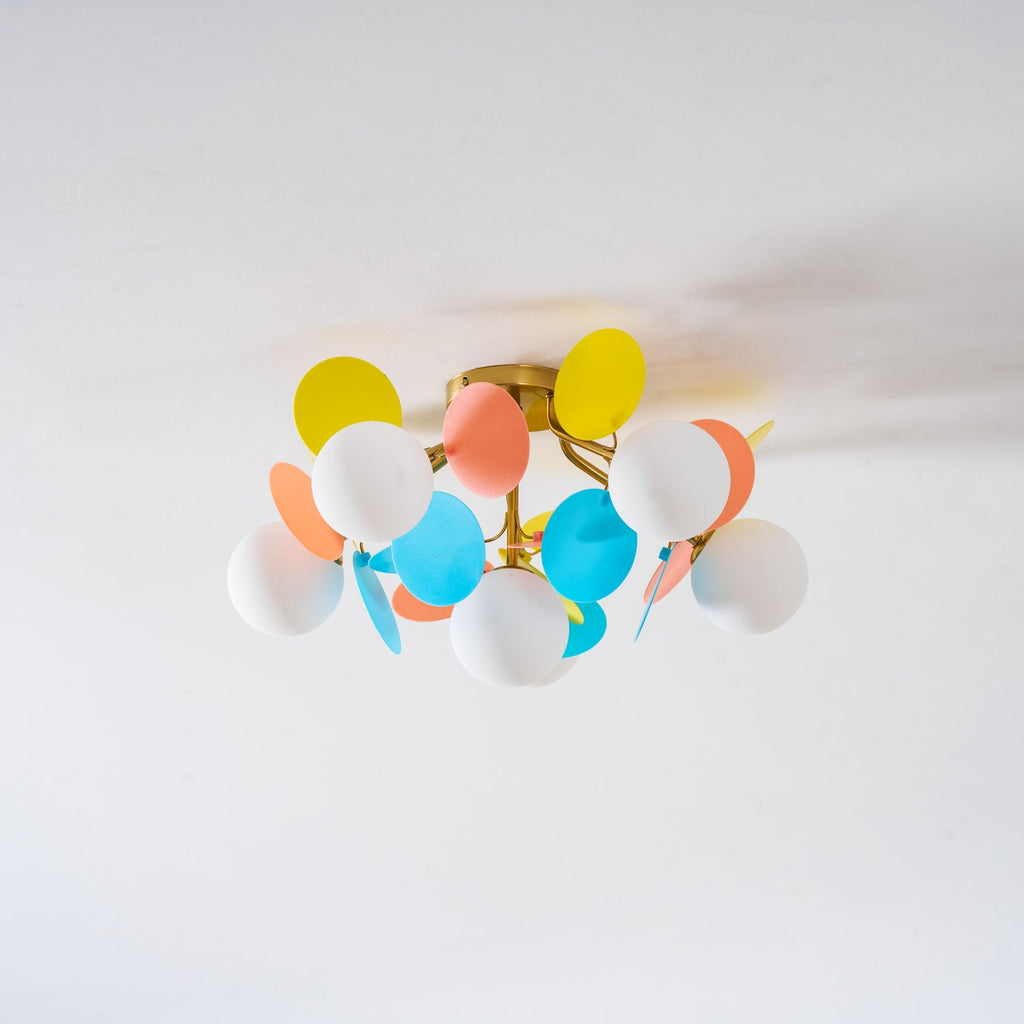 Round Macaron Ceiling Lamp | Colorful Metal & Glass Design for Children's Rooms, Offices & Indoor Spaces
