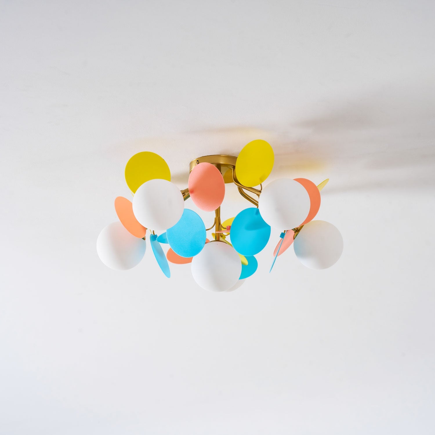 Round Macaron Ceiling Lamp | Colorful Metal & Glass Design for Children's Rooms, Offices & Indoor Spaces