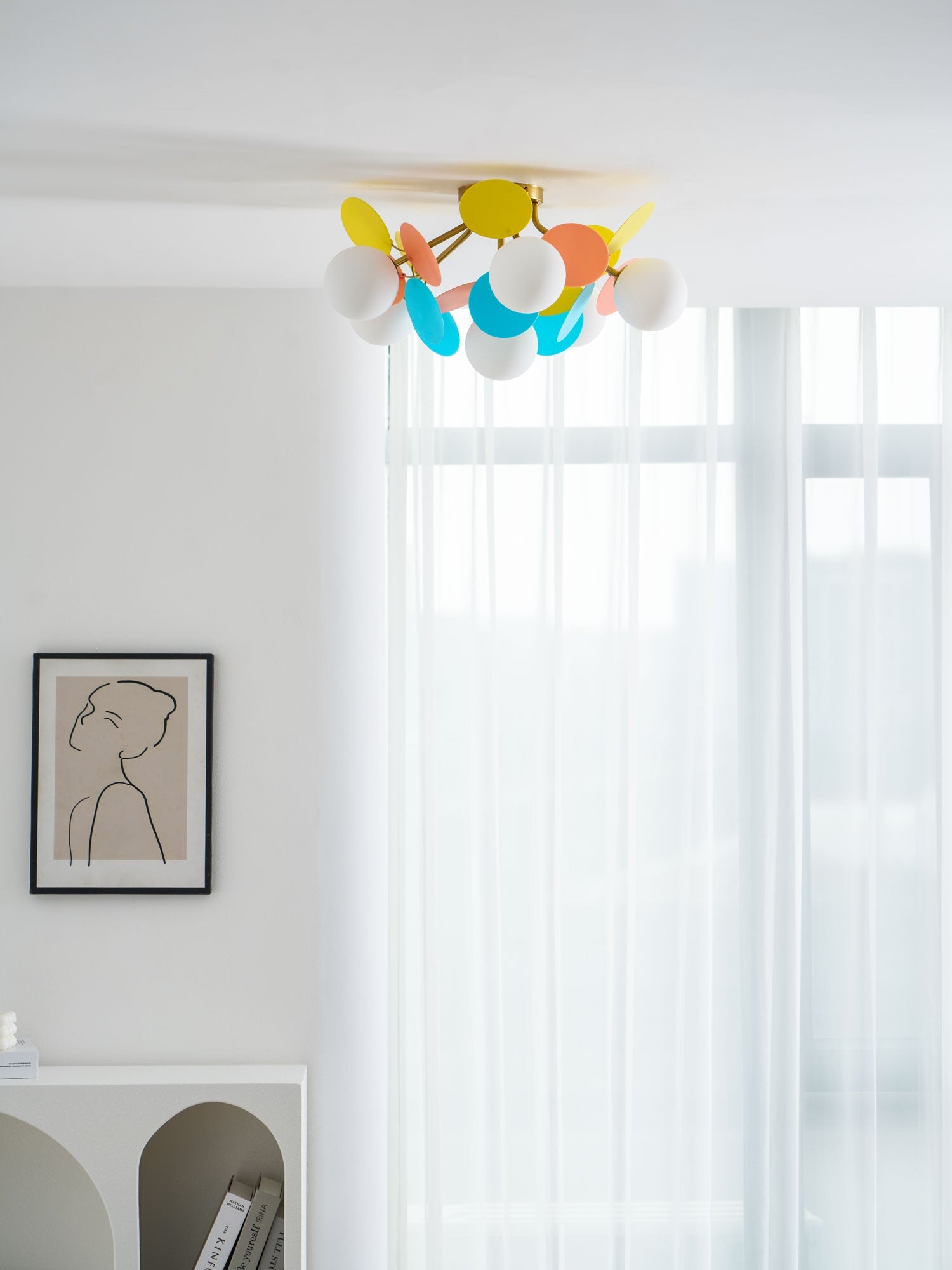 Round Macaron Ceiling Lamp | Colorful Metal & Glass Design for Children's Rooms, Offices & Indoor Spaces