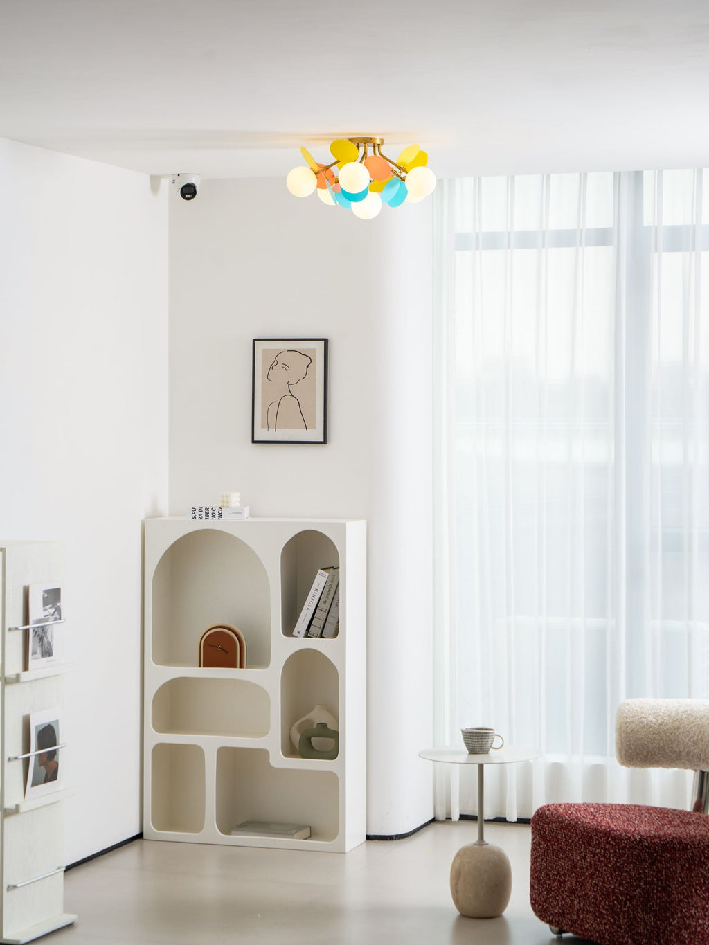 Round Macaron Ceiling Lamp | Colorful Metal & Glass Design for Children's Rooms, Offices & Indoor Spaces
