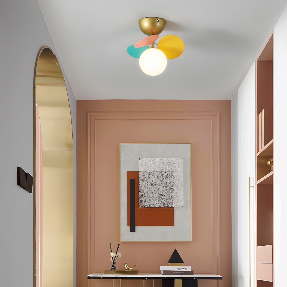 Round Macaron Ceiling Lamp | Colorful Metal & Glass Design for Children's Rooms, Offices & Indoor Spaces