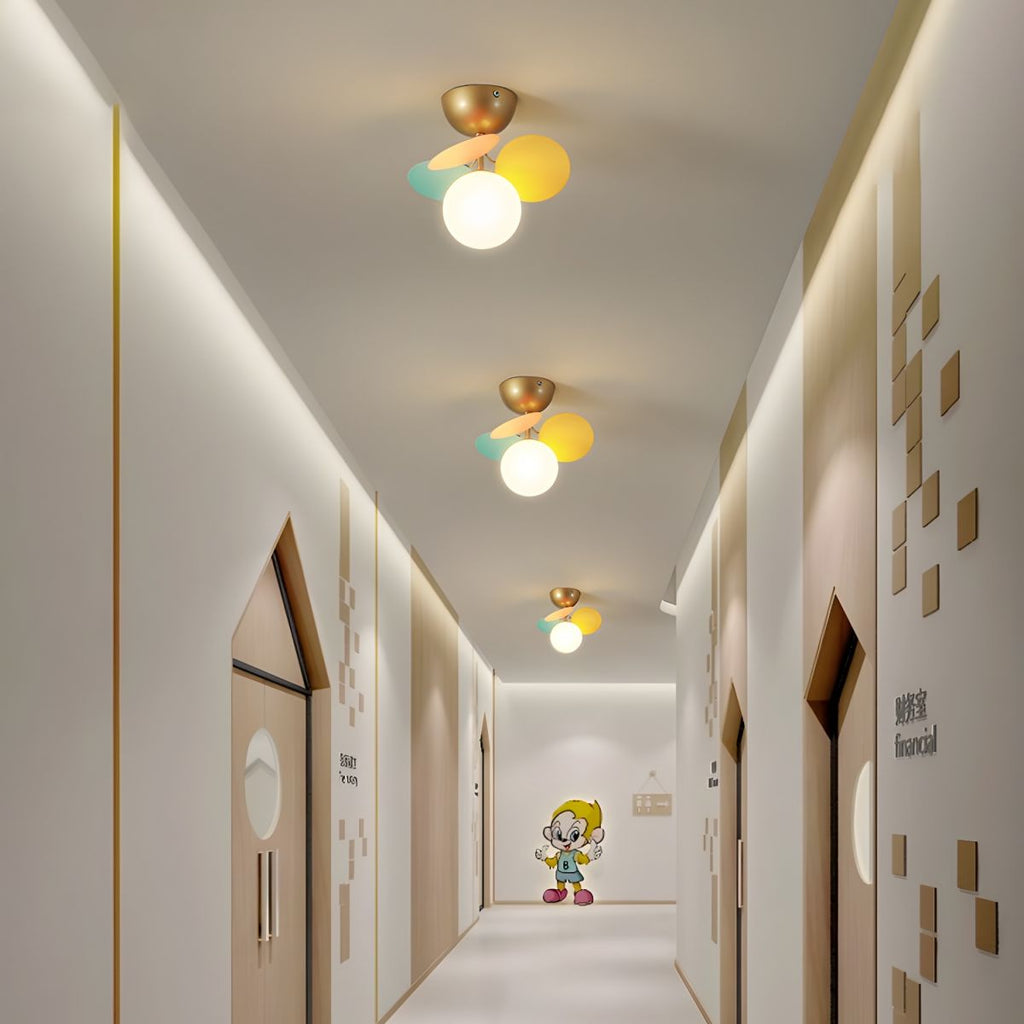 Round Macaron Ceiling Lamp | Colorful Metal & Glass Design for Children's Rooms, Offices & Indoor Spaces