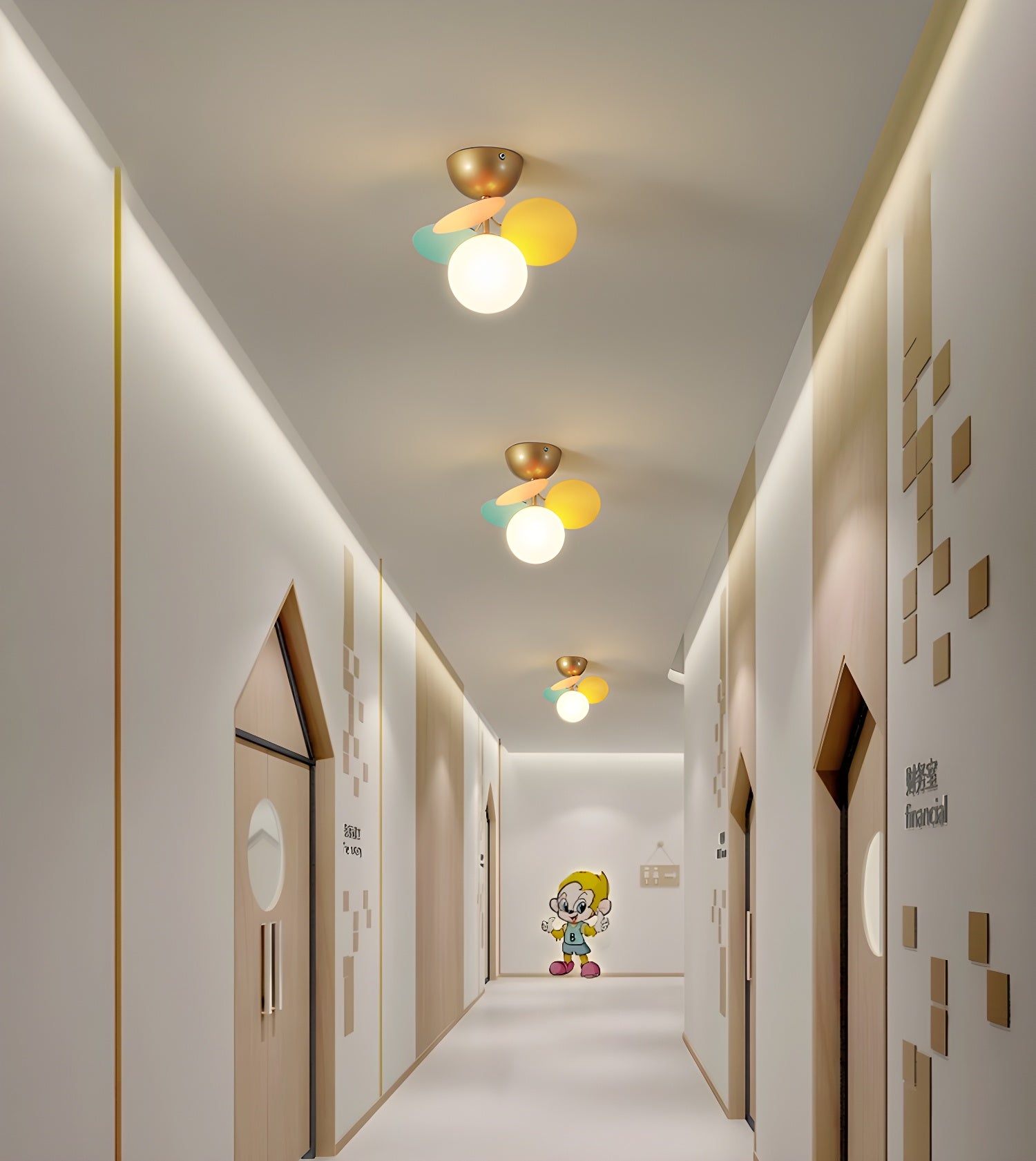 Round Macaron Ceiling Lamp | Colorful Metal & Glass Design for Children's Rooms, Offices & Indoor Spaces