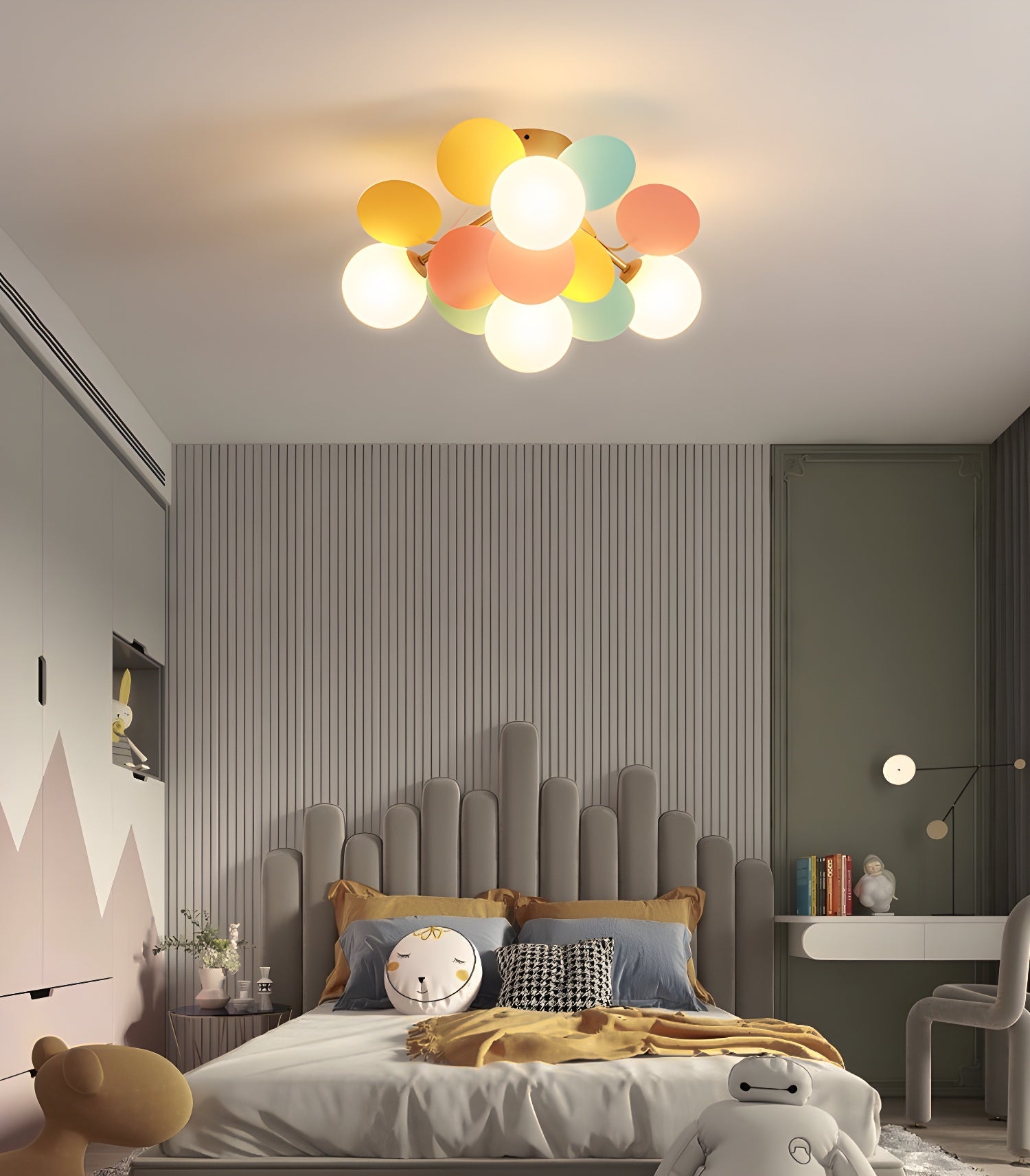 Round Macaron Ceiling Lamp | Colorful Metal & Glass Design for Children's Rooms, Offices & Indoor Spaces