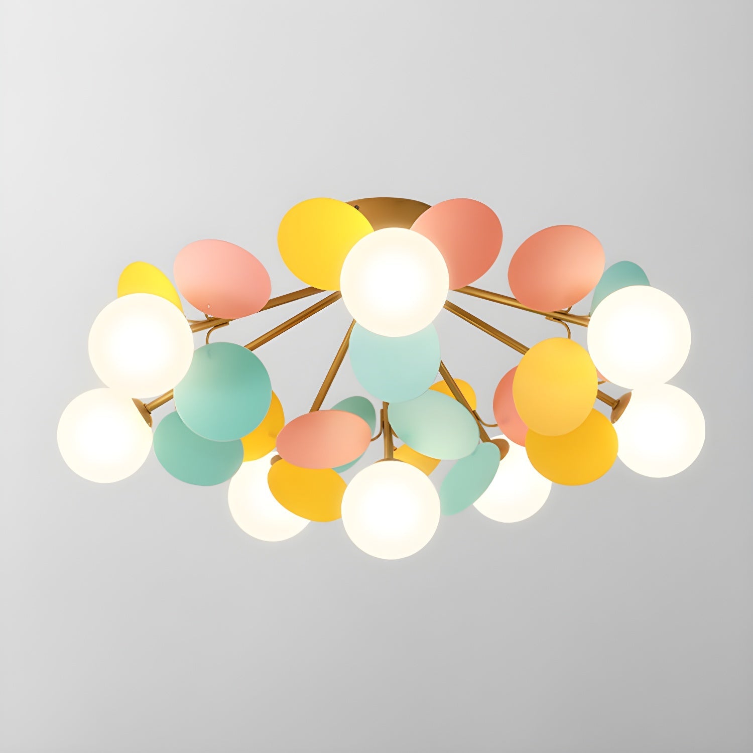 Round Macaron Ceiling Lamp | Colorful Metal & Glass Design for Children's Rooms, Offices & Indoor Spaces