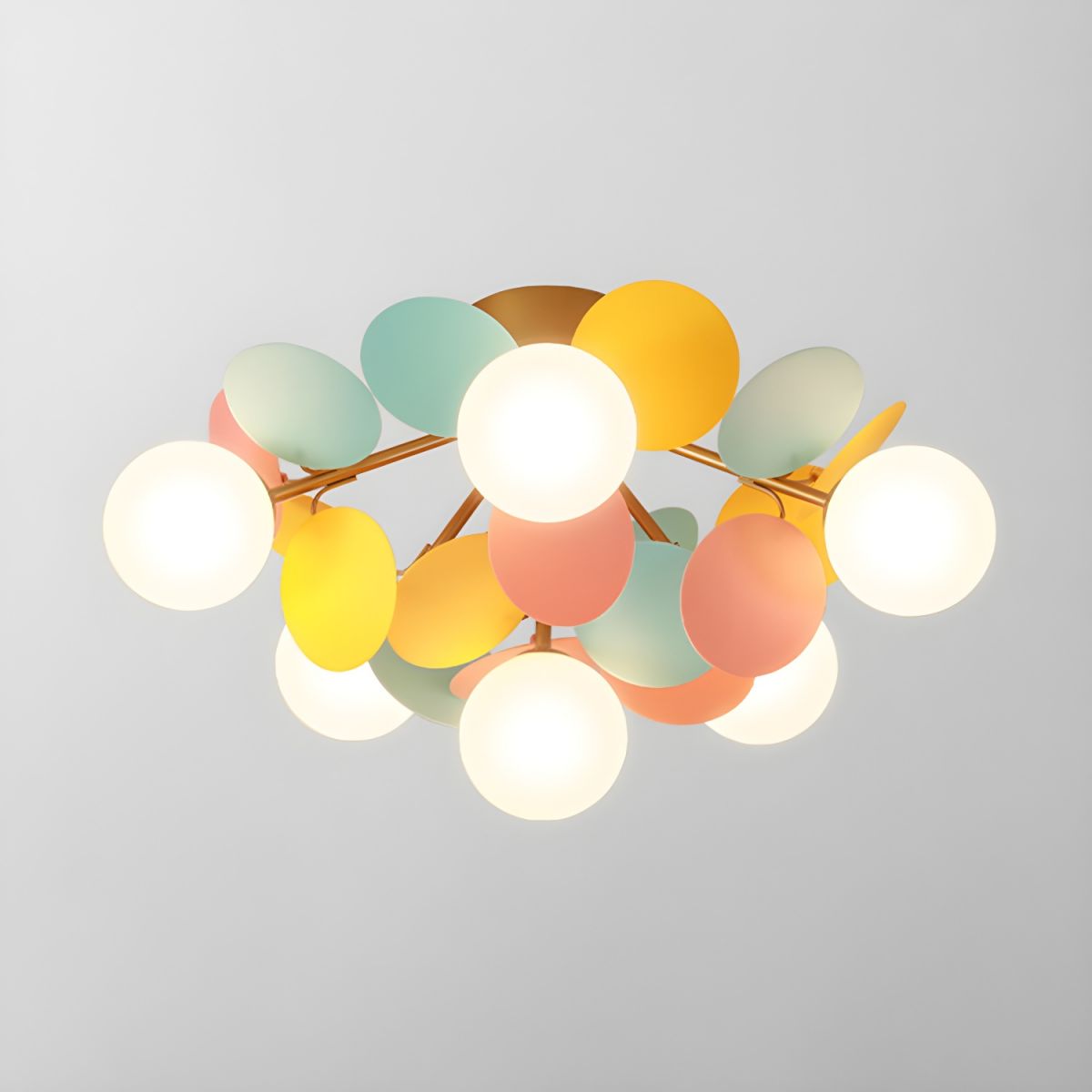 Round Macaron Ceiling Lamp | Colorful Metal & Glass Design for Children's Rooms, Offices & Indoor Spaces